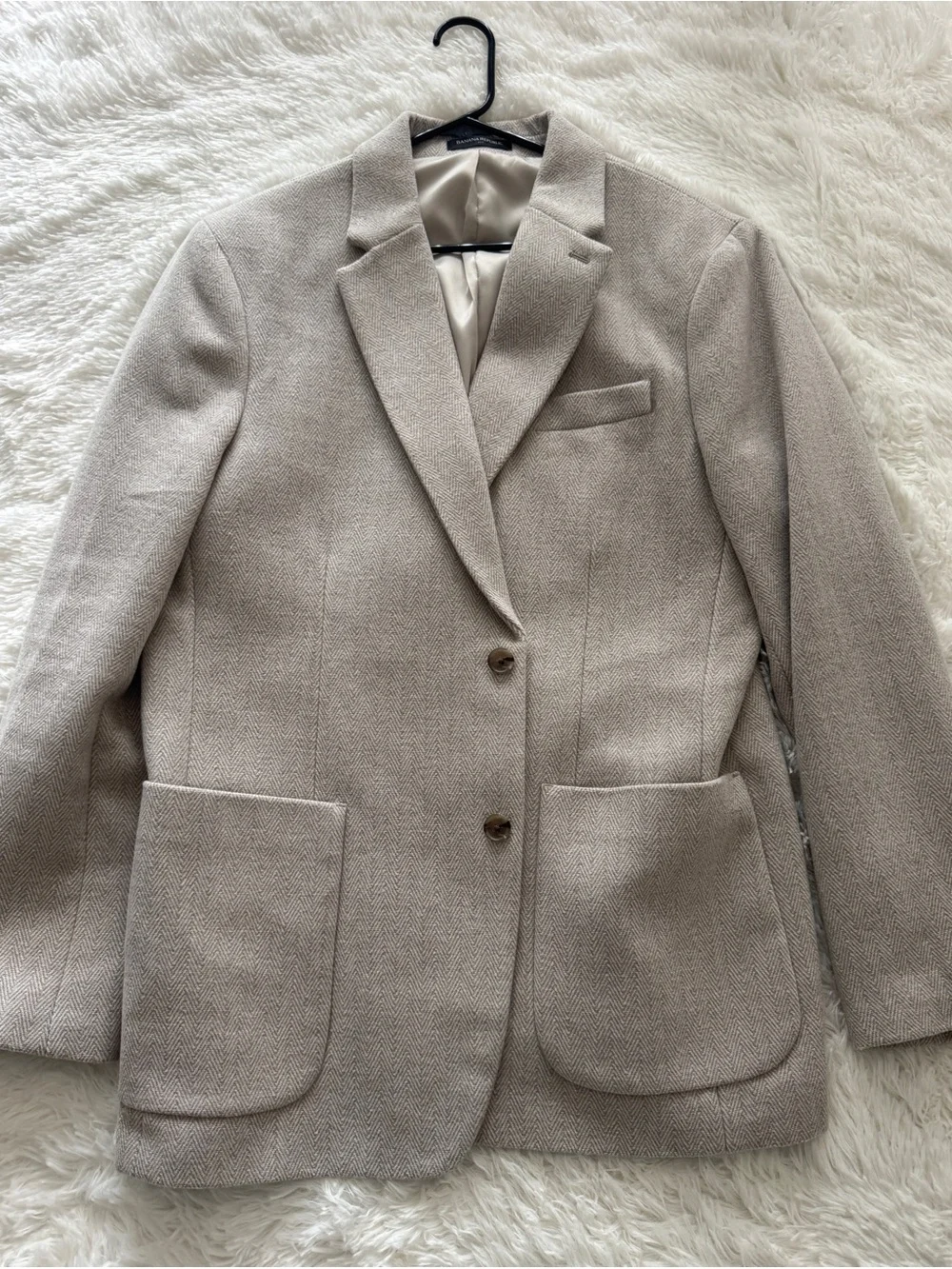 Banana Republic Light Beige Tailored Wool-Blend Blazer